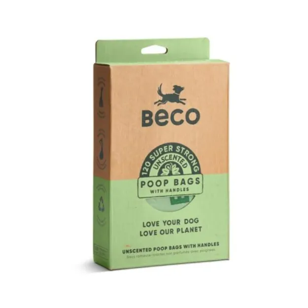Beco Bags βιοδιασπώμενα σακουλάκια σκύλου με χερούλια 8 ρολά x 15 τεμάχια - eco-friendly 