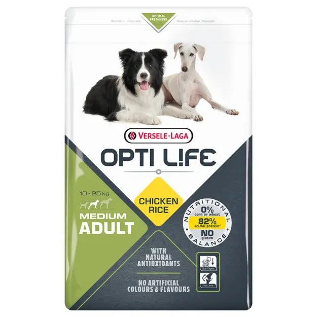 Opti Life Ξηρά Τροφή Σκύλου Adult Medium Chicken & Rice 12.5kg - Bark and Bite Θεσσαλονίκη